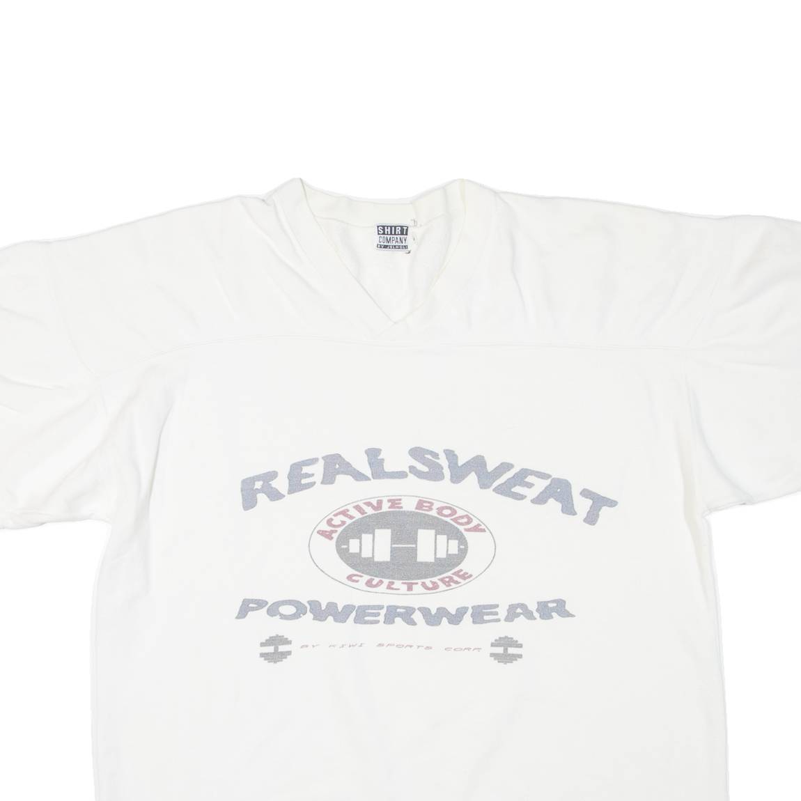 SHIRT COMPANY Powerwear Short Sleeve Mens Sweatshirt White V-Neck S
