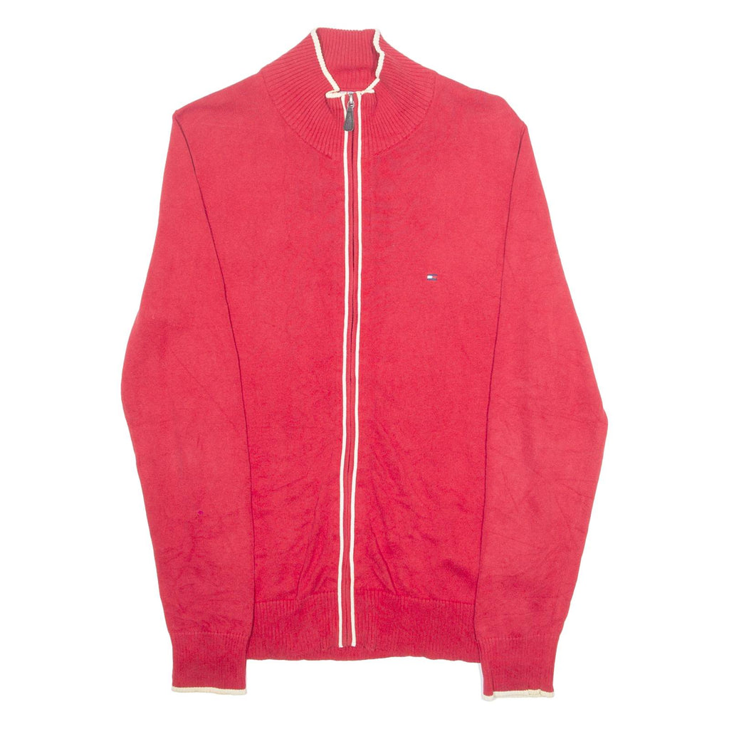 TOMMY HILFIGER Mens Jumper Red High Neck Tight Knit S