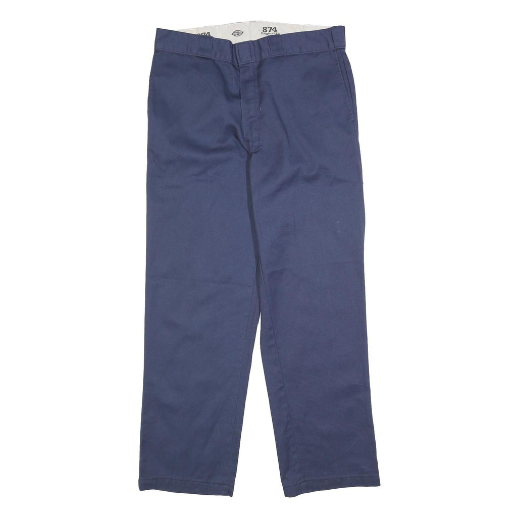 DICKIES Mens Cotton Blend Navy Regular Straight Trousers W36 L32 Workwear