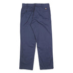 DICKIES Mens Cotton Blend Navy Regular Straight Trousers W36 L32 Workwear