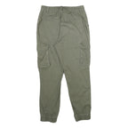 FBSISTER Womens Regular Cotton Blend Green Cargo Trousers W28 L28 Zip Pockets