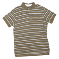 TOMMY HILFIGER Mens Brown & White Striped Short Sleeve Polo Shirt L Cotton Blend