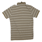 TOMMY HILFIGER Mens Brown & White Striped Short Sleeve Polo Shirt L Cotton Blend