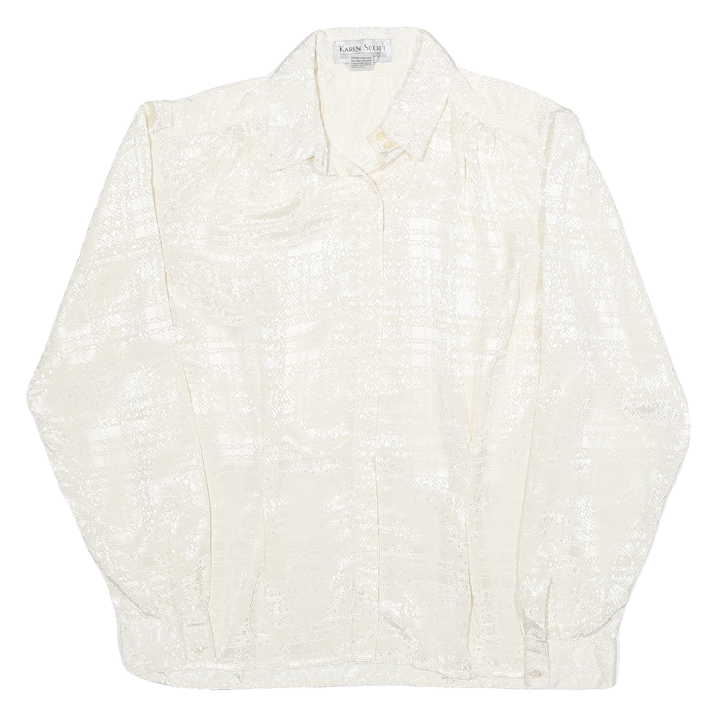 KAREN SCOTT Womens Cream Shirt M Textured Polyester Blend Button-Up