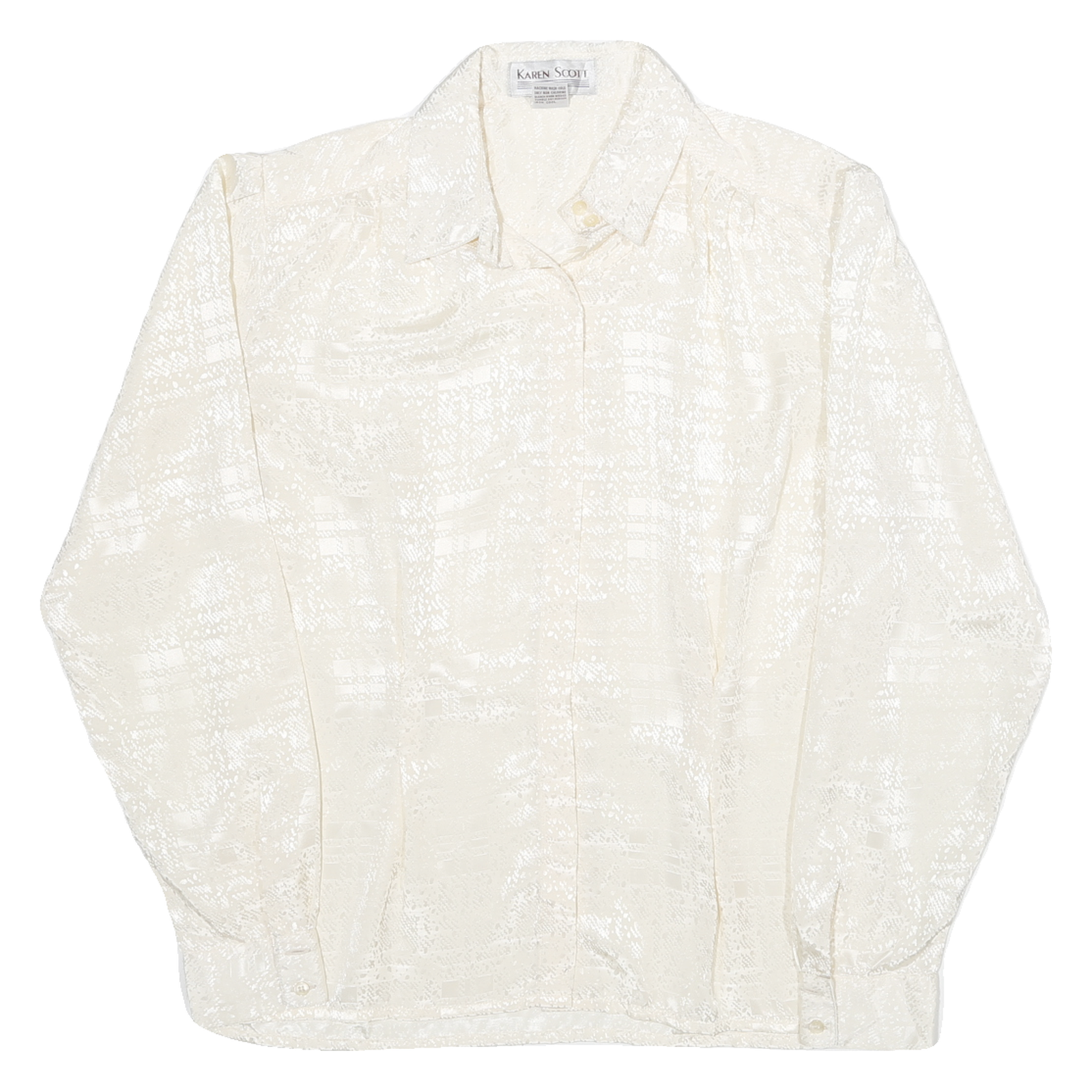 KAREN SCOTT Womens Cream Shirt M Textured Polyester Blend Button-Up