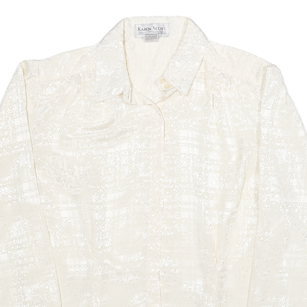 KAREN SCOTT Womens Cream Shirt M Textured Polyester Blend Button-Up