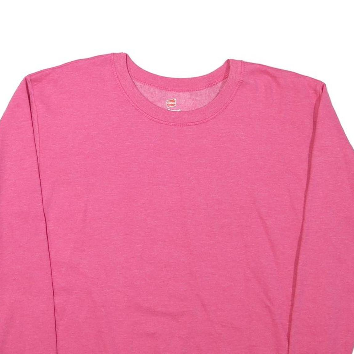HANES Mens Pink Crew Neck S Cotton Blend Casual Sweatshirt