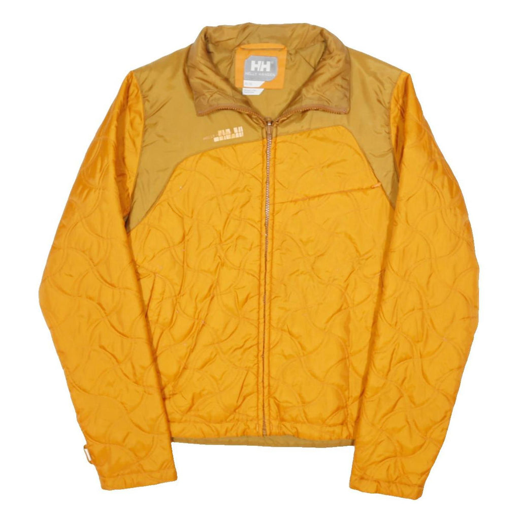 HELLY HANSEN Womens Yellow & Gold Quilted Jacket M Polyester Blend Zip Outdoor
