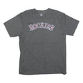 MAJESTIC Mens Grey Rockies Graphic T-Shirt L Short Sleeve Crew Neck Sports