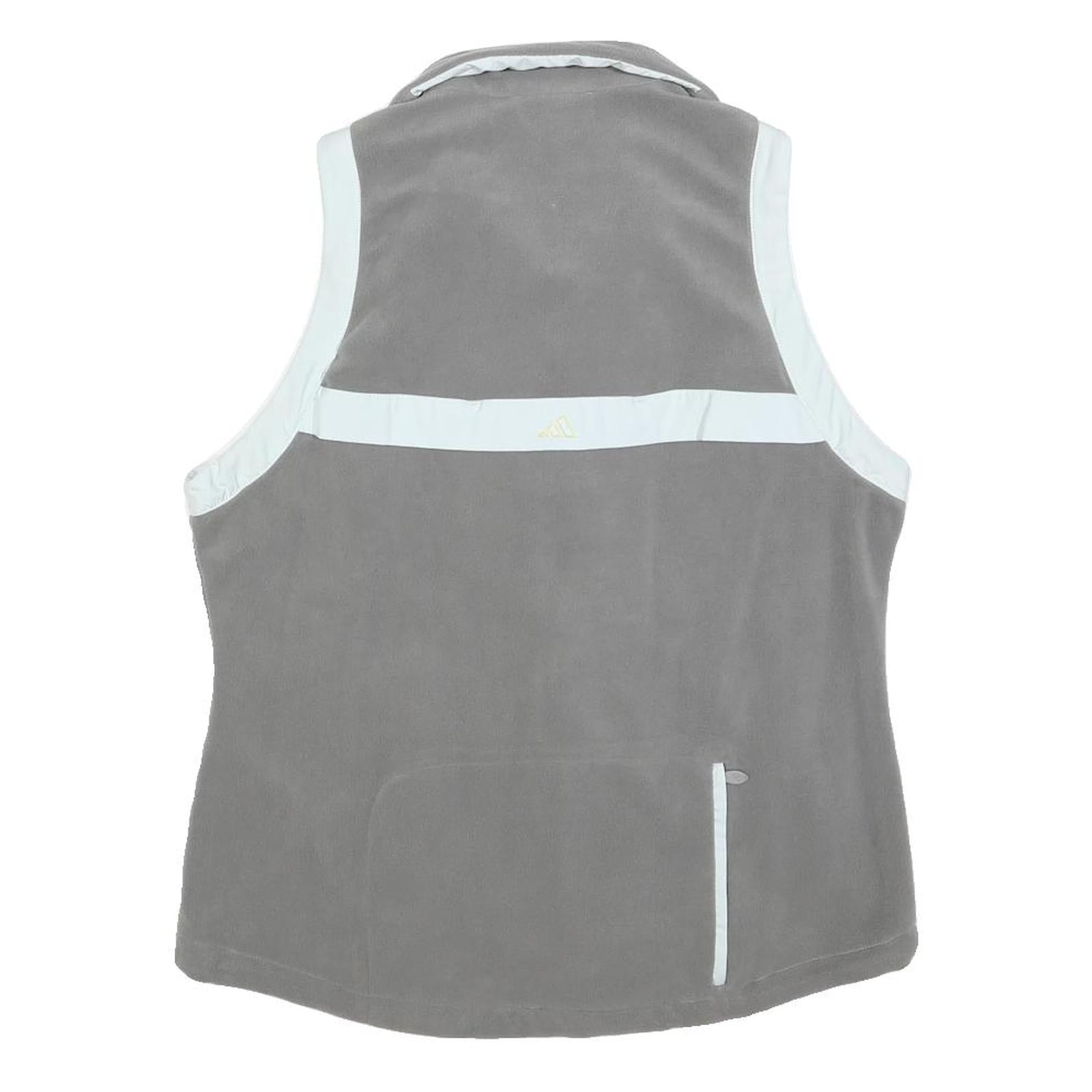 ADIDAS Womens Grey & White Sleeveless Zip Up Fleece UK 12 Casual Outdoor Vest