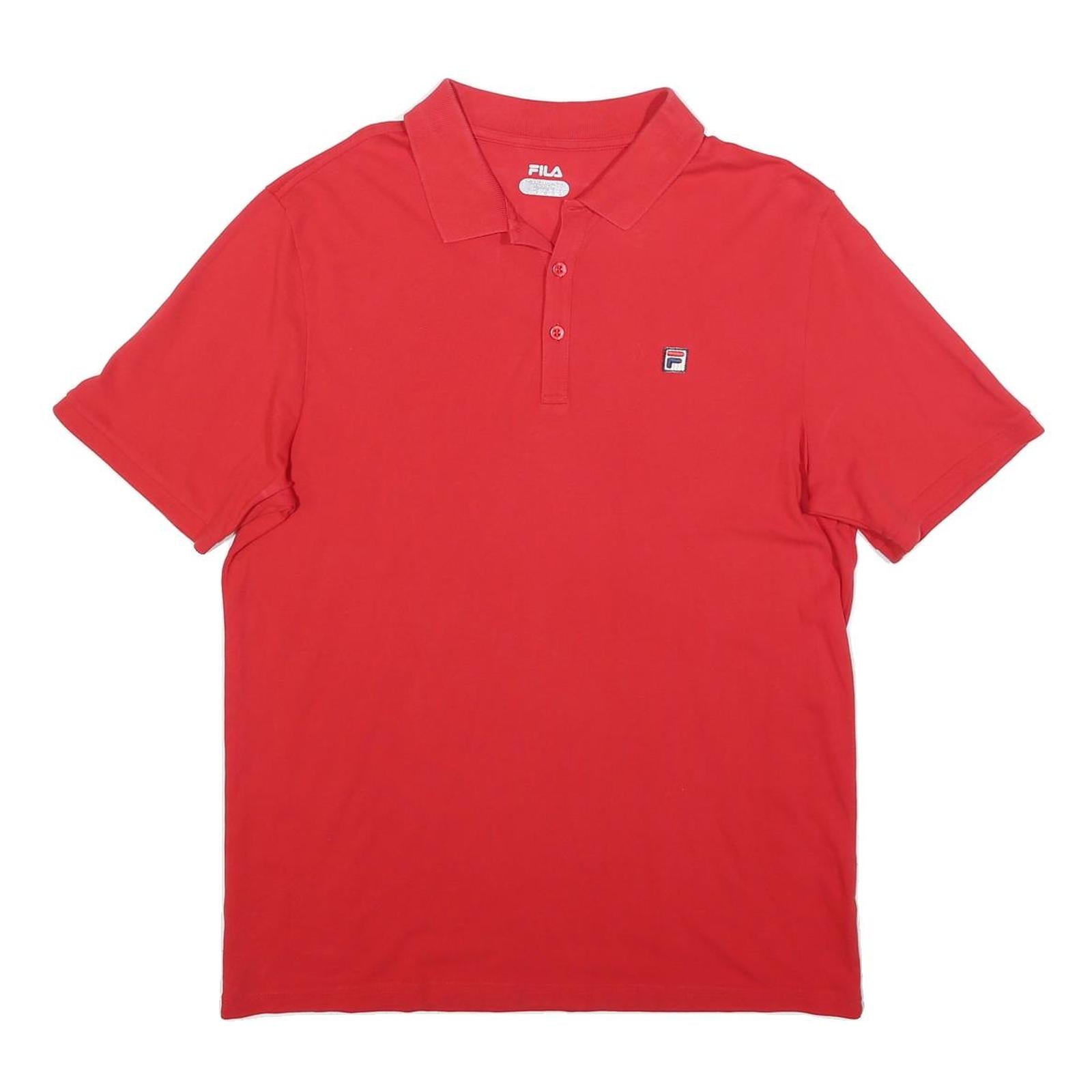 FILA Mens Red Short Sleeve Plain L Polo Shirt Cotton Blend Casual Sportswear
