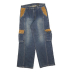 HBNG Womens Relaxed Blue Denim Stone Wash Jeans W32 L30 Cargo Pocket Workwear