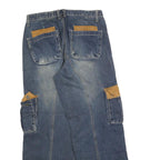 HBNG Womens Relaxed Blue Denim Stone Wash Jeans W32 L30 Cargo Pocket Workwear