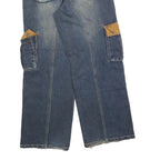 HBNG Womens Relaxed Blue Denim Stone Wash Jeans W32 L30 Cargo Pocket Workwear