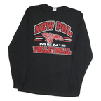 PORT & COMPANY Mens Black Red New Pal Volleyball Long Sleeve Crew Neck T-Shirt L