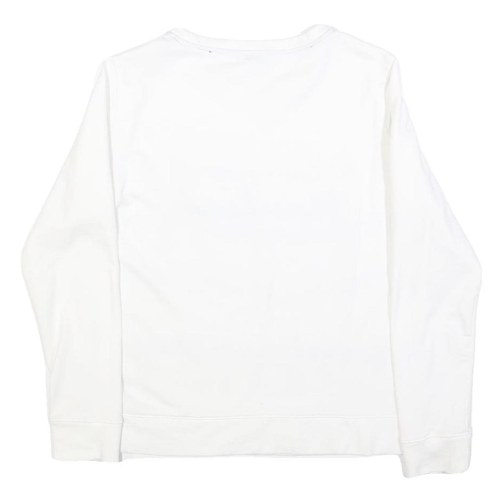 NAUTICA Womens White Red & Blue Crew Neck M Logo Printed Sweater Casual Wear