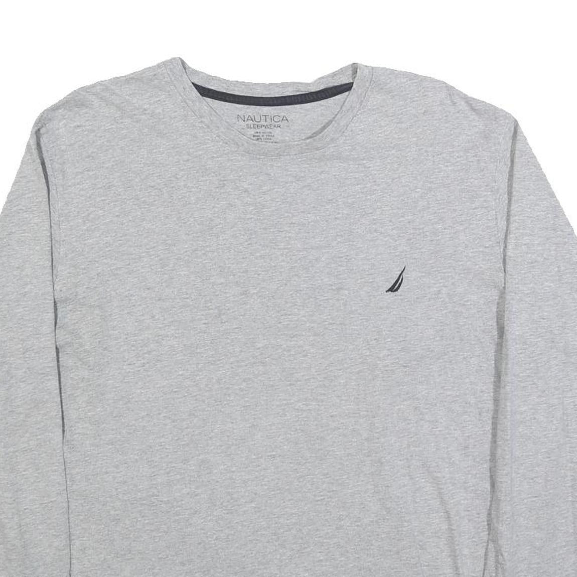 NAUTICA Mens Grey Long Sleeve Crew Neck Cotton Blend T-Shirt M Casual Comfort