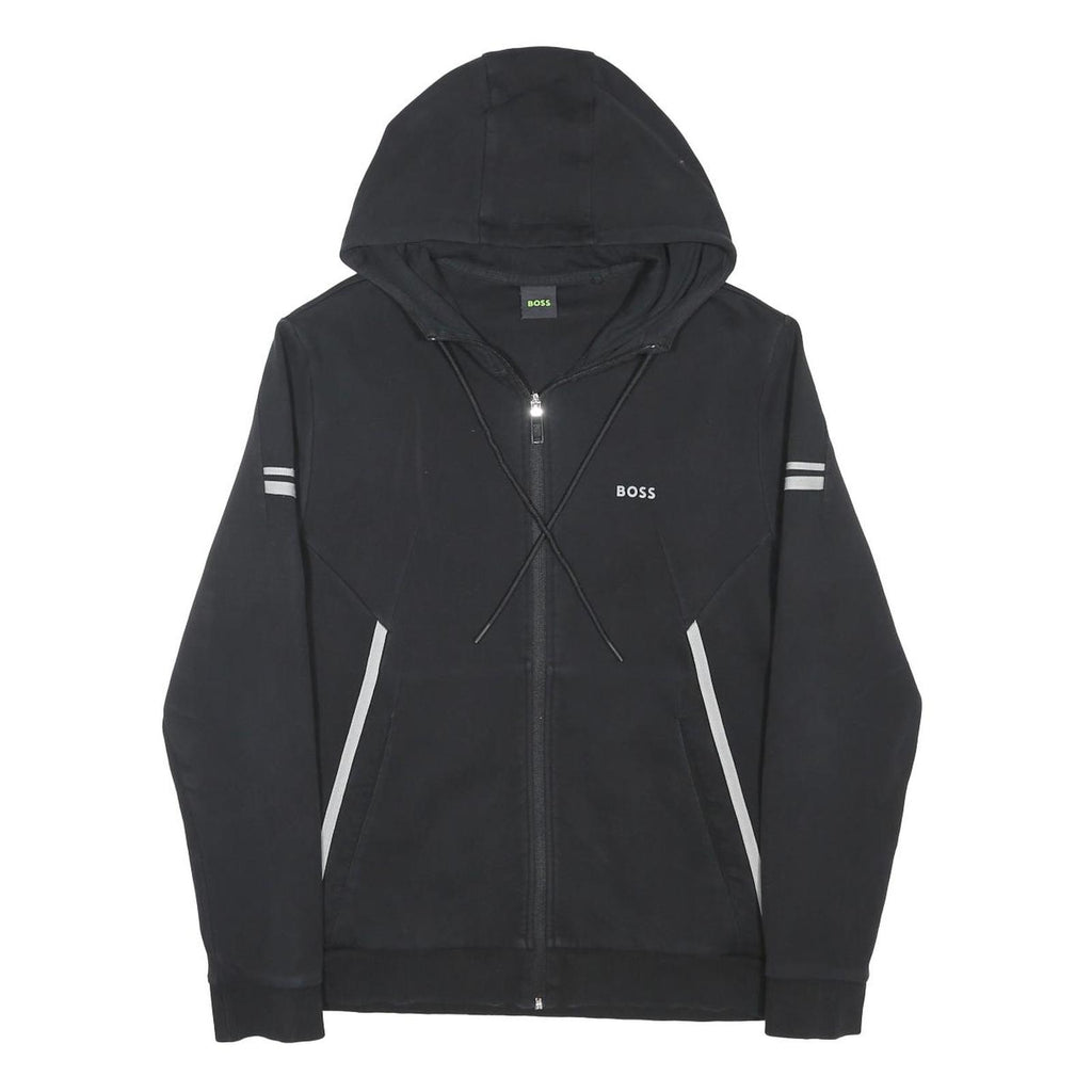 BOSS Mens Black Hooded Zip Jacket S Cotton Blend Track Casual Sporty