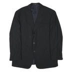 VALENTINO Mens Black Wool Blend Classic Jacket L Button Plain Elegant Stylish