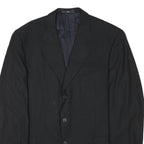 VALENTINO Mens Black Wool Blend Classic Jacket L Button Plain Elegant Stylish