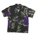 FAVANT Womens Black & Purple Floral Rayon Shirt M Hawaiian Short Sleeve Summer