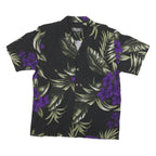 FAVANT Womens Black & Purple Floral Rayon Shirt M Hawaiian Short Sleeve Summer