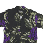 FAVANT Womens Black & Purple Floral Rayon Shirt M Hawaiian Short Sleeve Summer