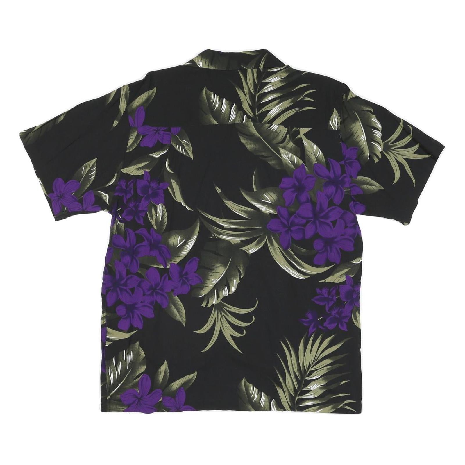 FAVANT Womens Black & Purple Floral Rayon Shirt M Hawaiian Short Sleeve Summer