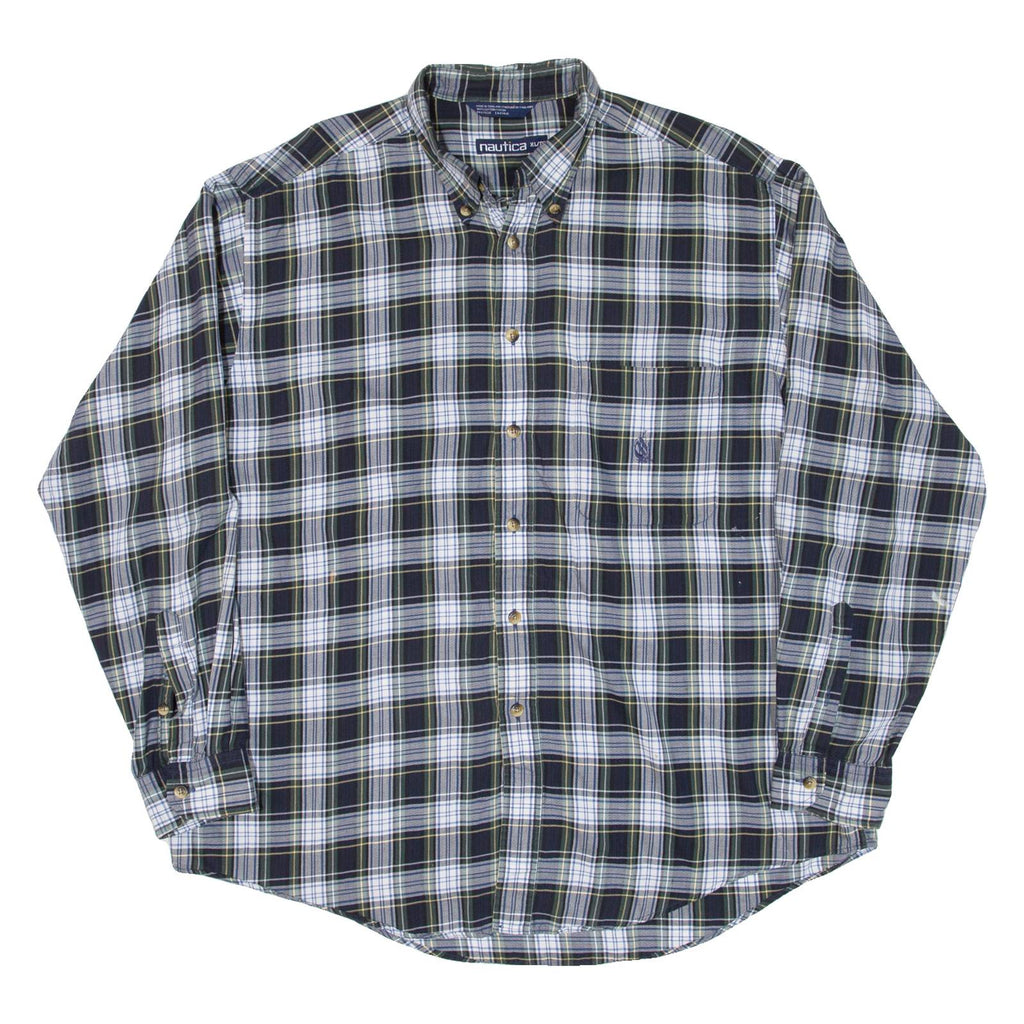 NAUTICA Mens Shirt Blue Check Long Sleeve XL