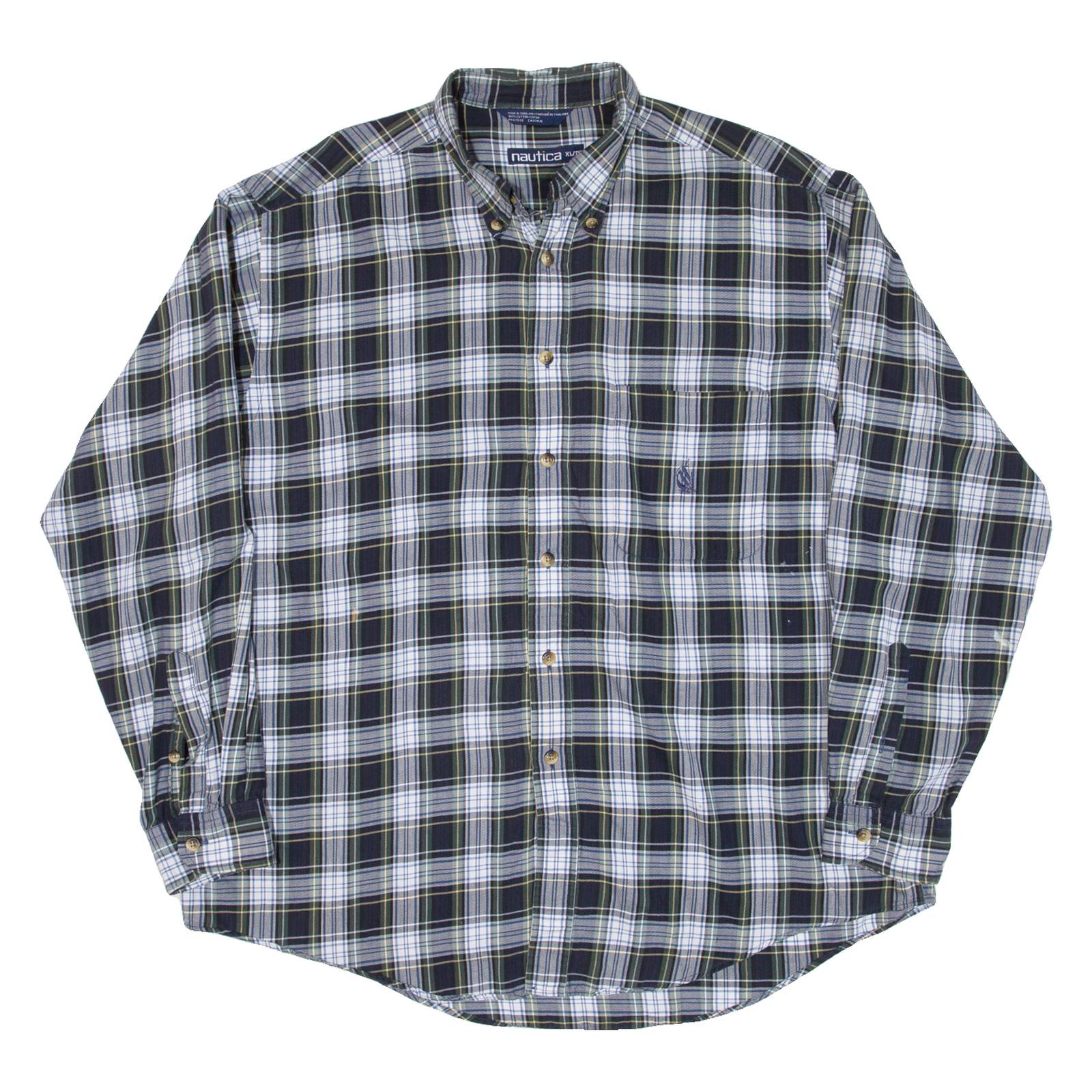 NAUTICA Mens Shirt Blue Check Long Sleeve XL