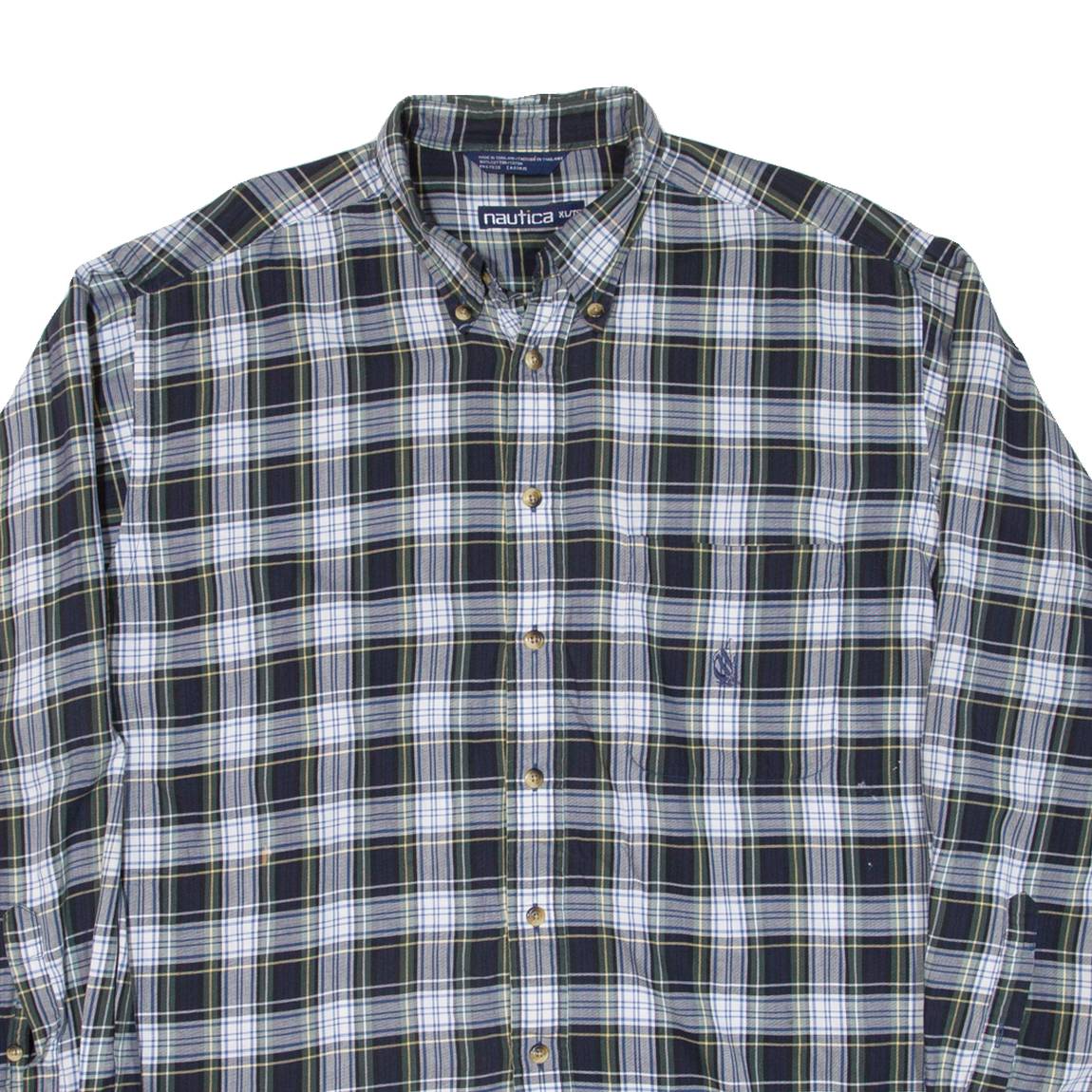 NAUTICA Mens Shirt Blue Check Long Sleeve XL