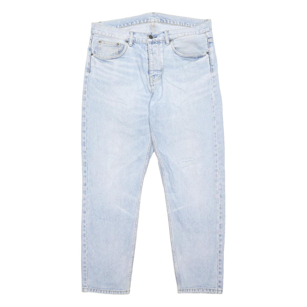 CARHARTT Mens Jeans Blue Regular Straight Denim Light W38 L30 Button Closure