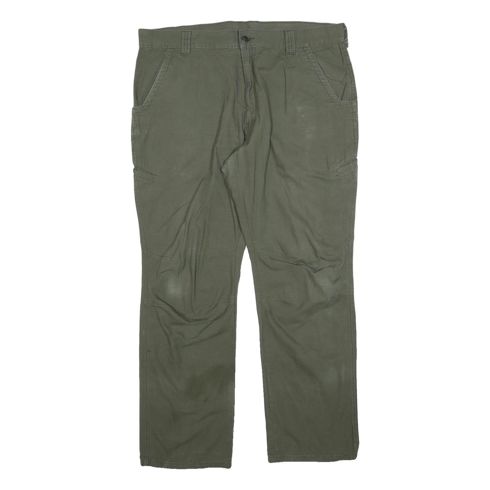 DICKIES Mens Cotton Blend Green Relaxed Straight Trousers W38 L32 Workwear