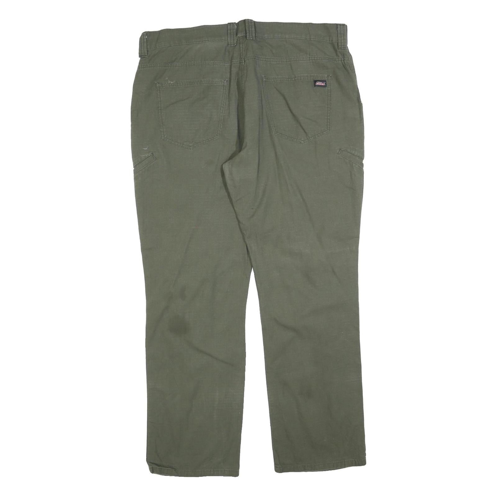 DICKIES Mens Cotton Blend Green Relaxed Straight Trousers W38 L32 Workwear