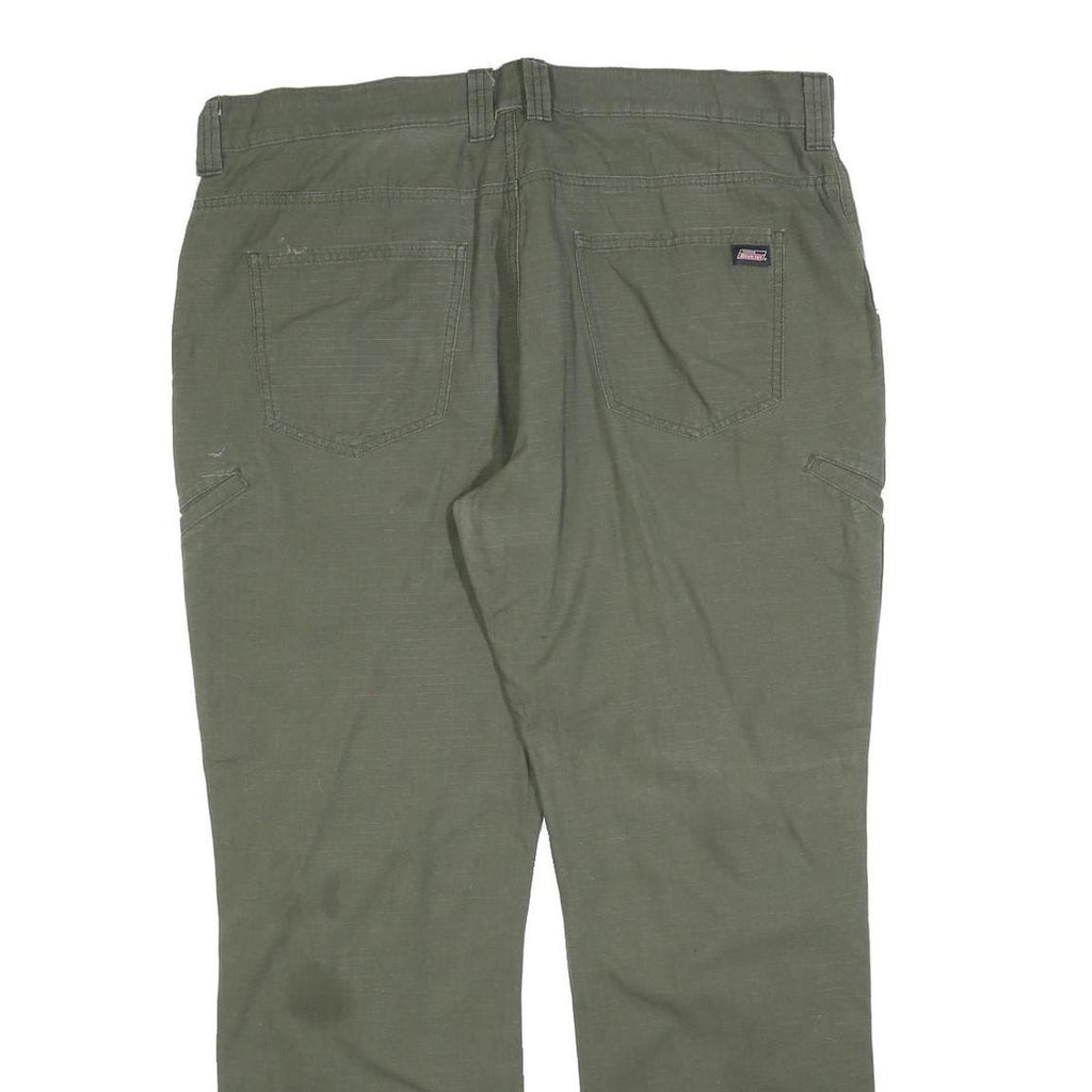 DICKIES Mens Cotton Blend Green Relaxed Straight Trousers W38 L32 Workwear