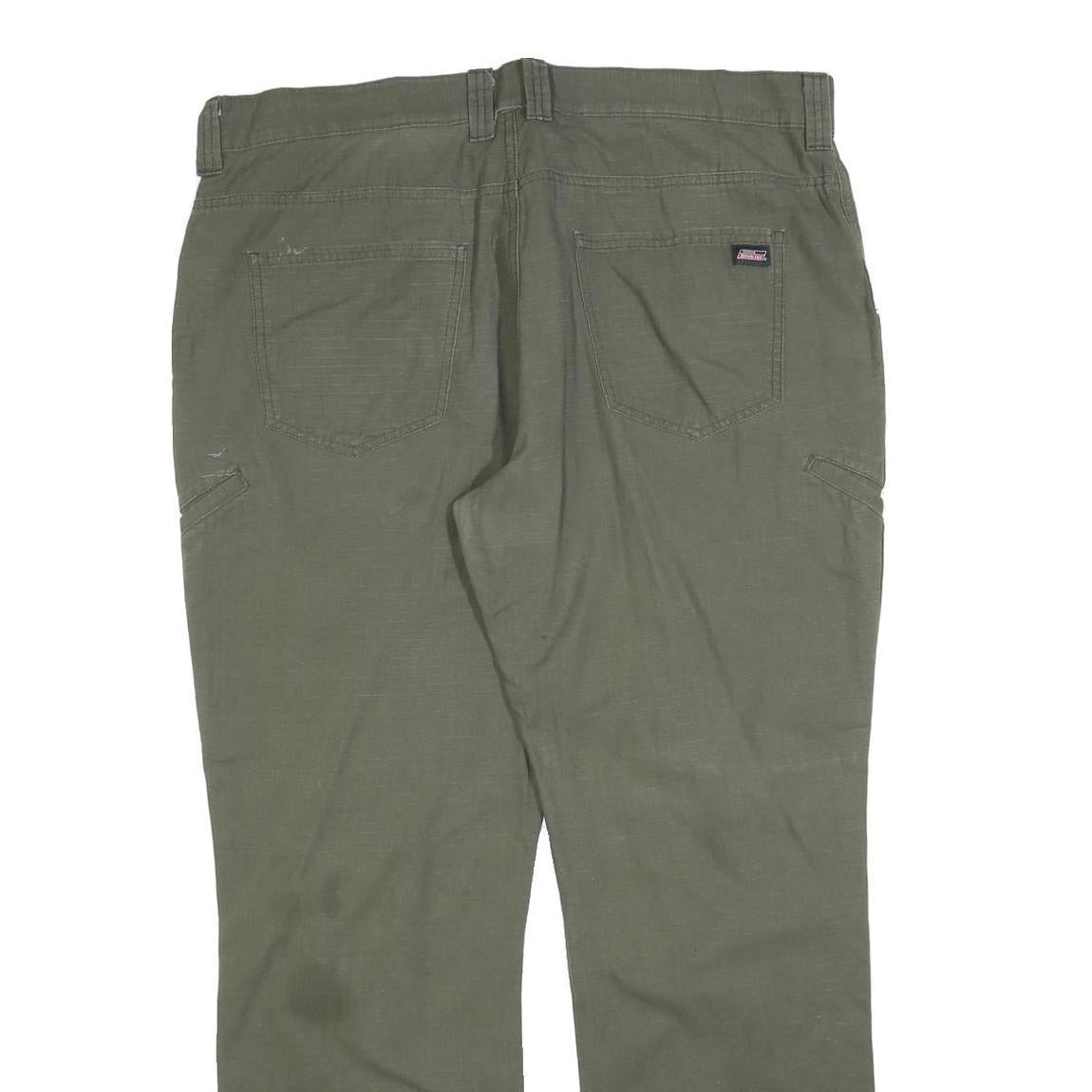 DICKIES Mens Cotton Blend Green Relaxed Straight Trousers W38 L32 Workwear
