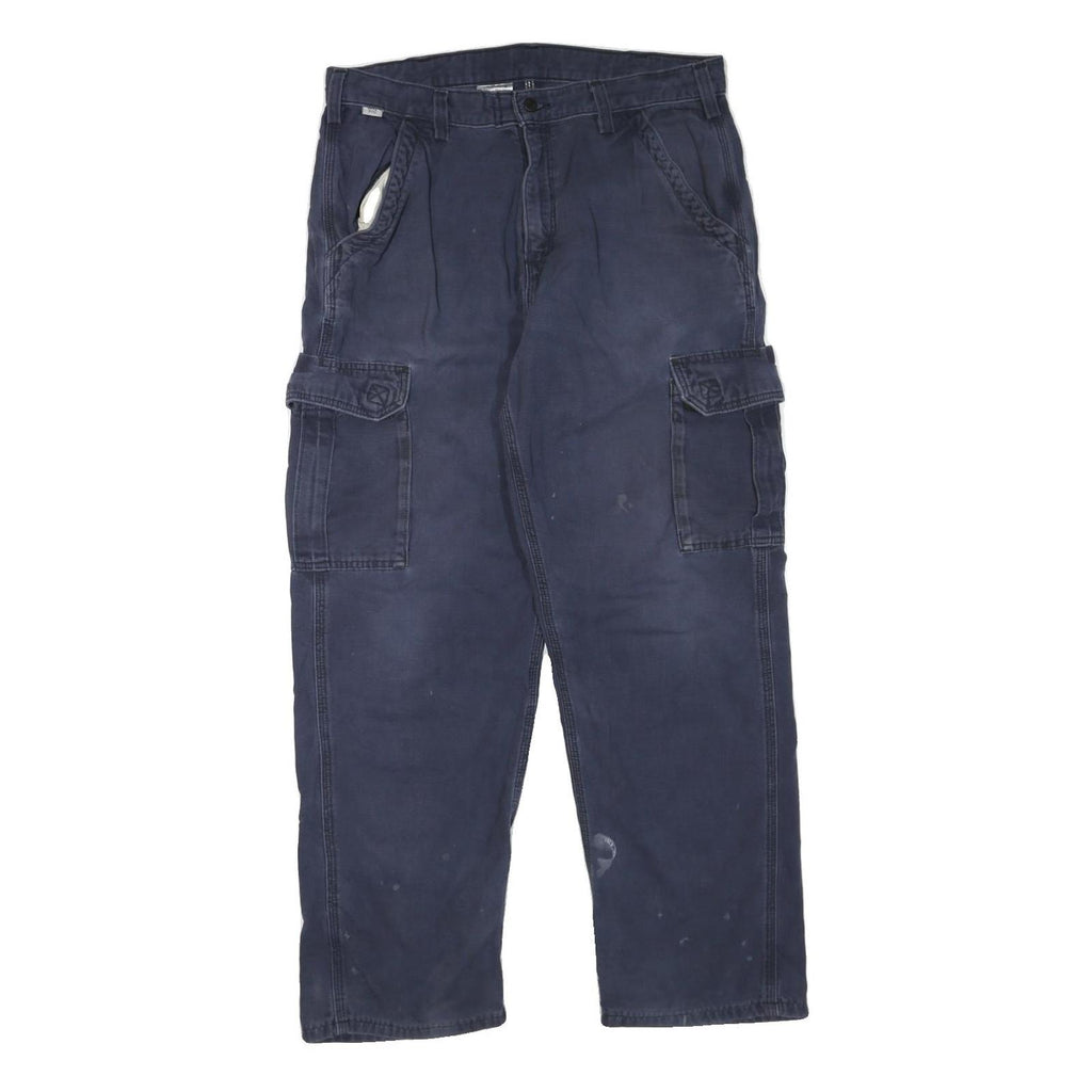 CARHARTT Mens Cotton Blend Blue Regular Straight Trousers W34 L32 Workwear