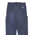 CARHARTT Mens Cotton Blend Blue Regular Straight Trousers W34 L32 Workwear