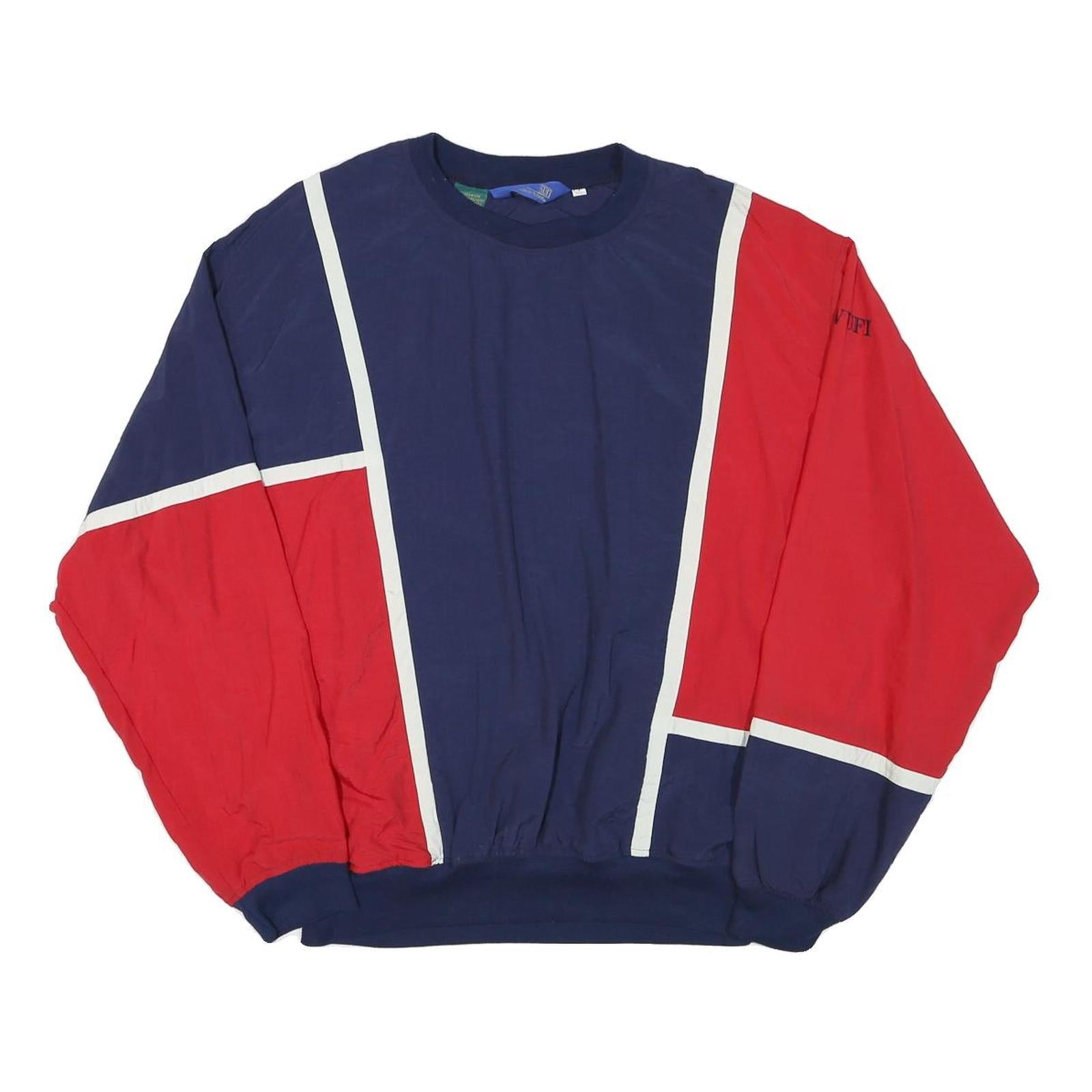 GOLF SUIT Mens Blue & Red Colourblock Crew Neck 2XL Nylon Sweatshirt Pullover