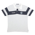 NORTH SAILS Mens Grey & Navy Colourblock Short Sleeve Polo Shirt L Cotton Casual