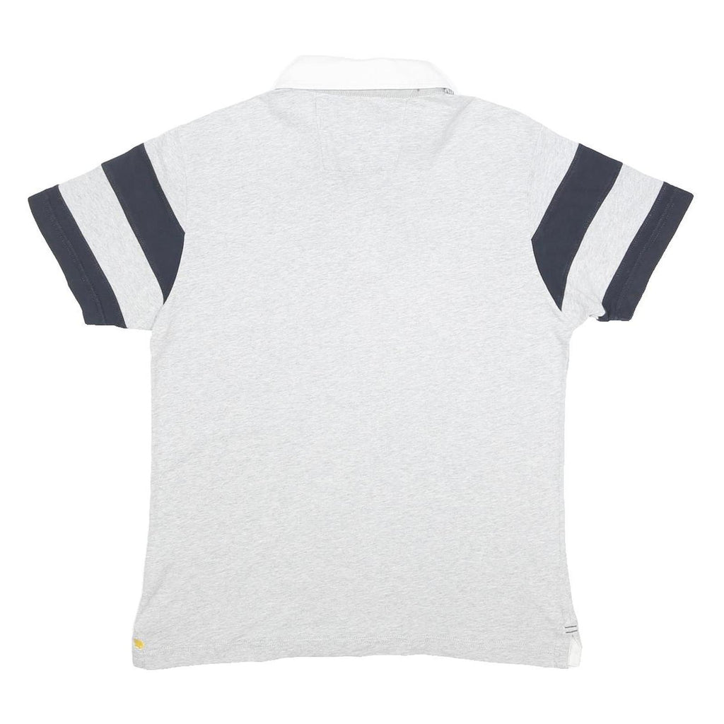 NORTH SAILS Mens Grey & Navy Colourblock Short Sleeve Polo Shirt L Cotton Casual