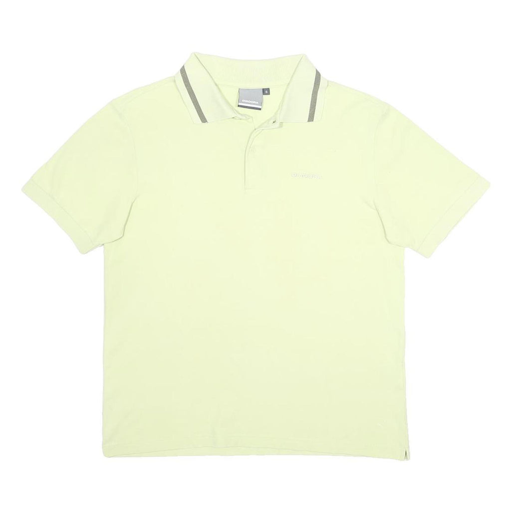 DIADORA Mens Pale Green Short Sleeve Plain Polo Shirt S Cotton Casual Top