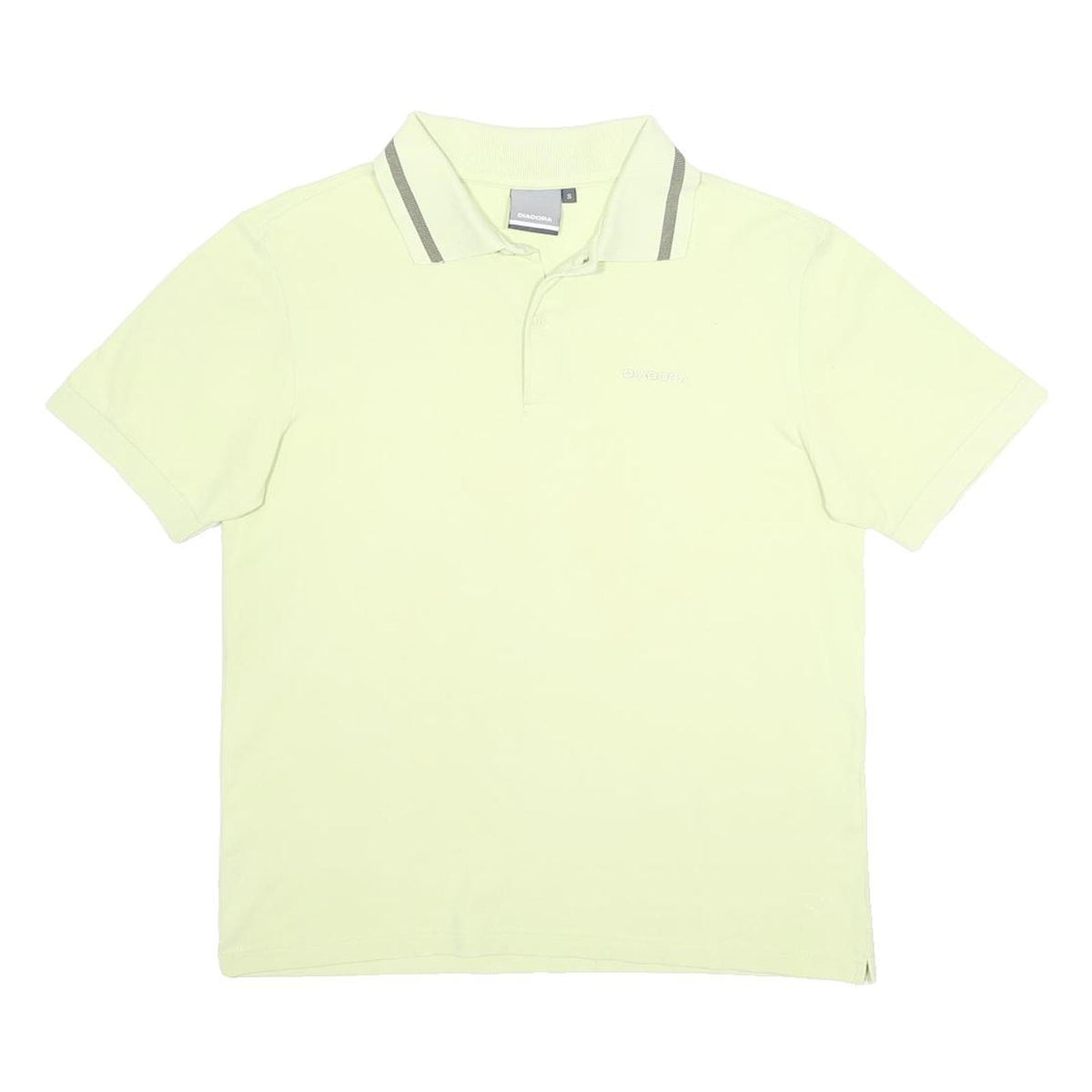 DIADORA Mens Pale Green Short Sleeve Plain Polo Shirt S Cotton Casual Top