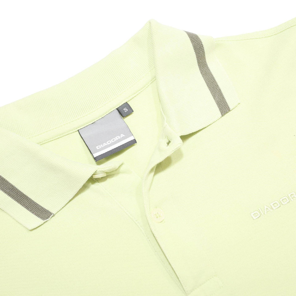 DIADORA Mens Pale Green Short Sleeve Plain Polo Shirt S Cotton Casual Top