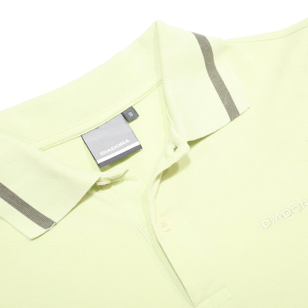 DIADORA Mens Pale Green Short Sleeve Plain Polo Shirt S Cotton Casual Top