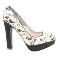 ZIGN Womens Platform Strappy Heels Black & White Synthetic UK 6 Animal Print