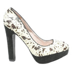 ZIGN Womens Platform Strappy Heels Black & White Synthetic UK 6 Animal Print