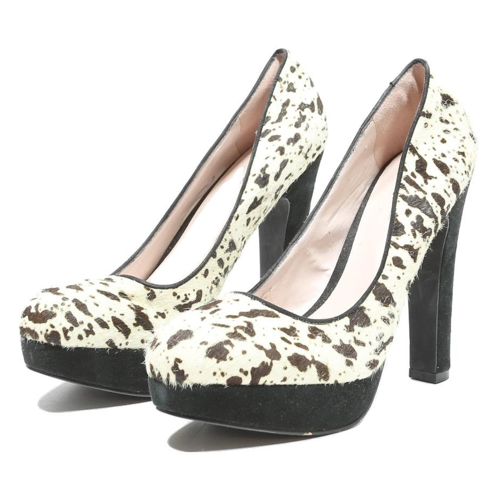 ZIGN Womens Platform Strappy Heels Black & White Synthetic UK 6 Animal Print