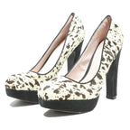 ZIGN Womens Platform Strappy Heels Black & White Synthetic UK 6 Animal Print