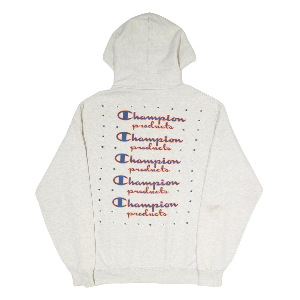 CHAMPION Mens Cream Hoodie M Cotton Blend Pullover Drawstring Hood